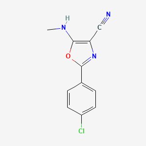 molecular formula C11H8ClN3O B1207383 2-(4-Chlorophenyl)-5-(methylamino)-1,3-oxazole-4-carbonitrile 
