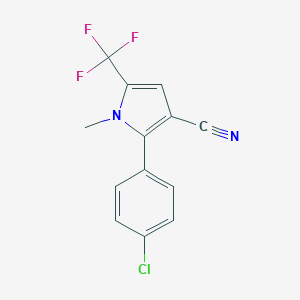 molecular formula C13H8ClF3N2 B120739 2-(4-chlorophenyl)-1-methyl-5-(trifluoromethyl)-1H-pyrrole-3-carbonitrile CAS No. 142921-23-1