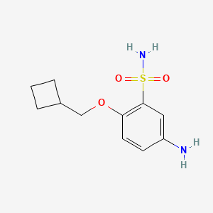 molecular formula C11H16N2O3S B12074571 5-Amino-2-(cyclobutylmethoxy)benzenesulfonamide 