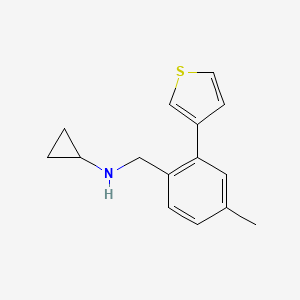 molecular formula C15H17NS B12074586 N-{[4-methyl-2-(thiophen-3-yl)phenyl]methyl}cyclopropanamine 
