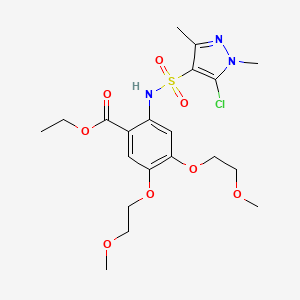 molecular formula C20H28ClN3O8S B12074930 Ethyl 2-[[(5-chloro-1,3-dimethyl-1H-pyrazol-4-yl)sulfonyl]amino]-4,5-bis(2-methoxyethoxy)benzoate CAS No. 648427-17-2