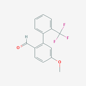 molecular formula C15H11F3O2 B12074932 5-Methoxy-2'-(trifluoromethyl)biphenyl-2-carbaldehyde 