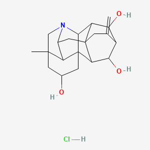molecular formula C20H28ClNO3 B12075079 5-Methyl-12-methylidene-7-azaheptacyclo[9.6.2.01,8.05,17.07,16.09,14.014,18]nonadecane-3,10,19-triol;hydrochloride 