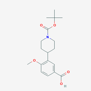 molecular formula C18H25NO5 B12075173 3-(1-(tert-Butoxycarbonyl)piperidin-4-yl)-4-methoxybenzoic acid 