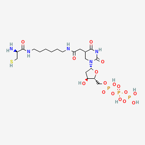 molecular formula C20H38N5O16P3S B12075187 [[(2R,3S,5R)-5-[5-[2-[6-[[(2S)-2-amino-3-sulfanylpropanoyl]amino]hexylamino]-2-oxoethyl]-2,4-dioxo-1,3-diazinan-1-yl]-3-hydroxyoxolan-2-yl]methoxy-hydroxyphosphoryl] phosphono hydrogen phosphate 