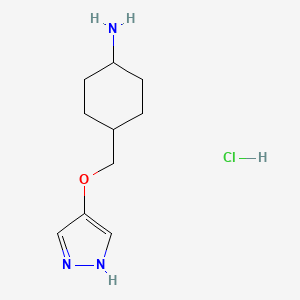 molecular formula C10H18ClN3O B12075305 trans 4-(((1H-pyrazol-4-yl)oxy)methyl)cyclohexanamine hydrochloride 