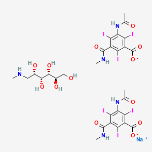 molecular formula C29H33I6N5NaO13- B1207534 Sodium;3-acetamido-2,4,6-triiodo-5-(methylcarbamoyl)benzoate;(2R,3R,4R,5S)-6-(methylamino)hexane-1,2,3,4,5-pentol CAS No. 51819-38-6