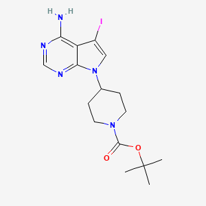 molecular formula C16H22IN5O2 B12075528 tert-butyl 4-(4-amino-5-iodo-7H-pyrrolo[2,3-d]pyrimidin-7-yl)piperidine-1-carboxylate 