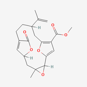 molecular formula C21H24O6 B1207571 Methyl 4-methyl-8-oxo-12-prop-1-en-2-yl-3,7,17-trioxatetracyclo[12.2.1.16,9.02,4]octadeca-1(16),9(18),14-triene-15-carboxylate CAS No. 58772-81-9