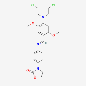 molecular formula C22H25Cl2N3O4 B1207588 3-(4-(((4-(Bis(2-chloroethyl)amino)-2,5-dimethoxyphenyl)methylene)amino)phenyl)-2-oxazolidinone CAS No. 31847-13-9