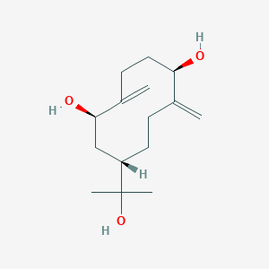 molecular formula C15H26O3 B120760 1,5-Cyclodecanediol, 9-(1-hydroxy-1-methylethyl)-2,6-bis(methylene)-, (1R*,5R*,9S*)-(-)- CAS No. 143086-40-2