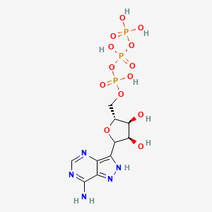 molecular formula C10H16N5O13P3 B1207621 1-(7-Amino-2H-pyrazolo[4,3-d]pyrimidin-3-yl)-1,4-anhydro-5-O-(hydroxy{[hydroxy(phosphonooxy)phosphoryl]oxy}phosphoryl)pentitol 