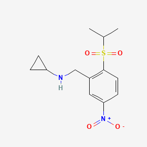 molecular formula C13H18N2O4S B12076340 Cyclopropyl-[5-nitro-2-(propane-2-sulfonyl)-benzyl]-amine 