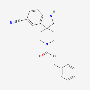 molecular formula C21H21N3O2 B12076377 Benzyl 5-cyanospiro[indoline-3,4'-piperidine]-1'-carboxylate 