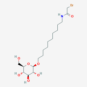 molecular formula C18H34BrNO7 B1207638 Acetamide, 2-bromo-N-(10-(beta-D-glucopyranosyloxy)decyl)-, (R)- CAS No. 96409-11-9