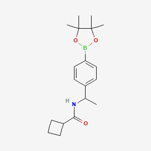 molecular formula C19H28BNO3 B12076523 Cyclobutanecarboxylic acid {1-[4-(4,4,5,5-tetramethyl-[1,3,2]dioxaborolan-2-yl)-phenyl]-ethyl}-amide 