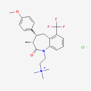 molecular formula C24H30ClF3N2O2 B1207657 1,3,4,5-Tetrahydro-4-(4-methoxyphenyl)-3-methyl-6-(trifluoromethyl)-1-(2-trimethylammonia)ethyl-2H-1-benzazepine-2-one CAS No. 149759-25-1