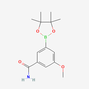 molecular formula C14H20BNO4 B12076752 3-Methoxy-5-(tetramethyl-1,3,2-dioxaborolan-2-yl)benzamide 