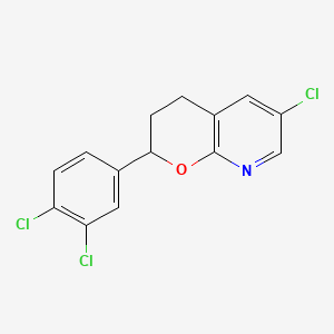 molecular formula C14H10Cl3NO B1207676 6-chloro-2-(3,4-dichlorophenyl)-3,4-dihydro-2H-pyrano[2,3-b]pyridine CAS No. 102830-65-9