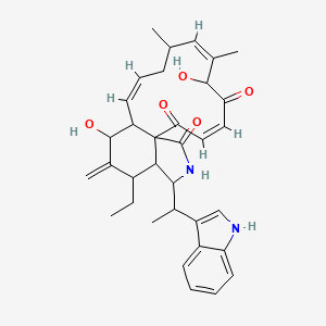 molecular formula C34H40N2O5 B12076868 (3S,5S,7S,13E,16S,17E,19R,21E)-5-Ethyl-7,19-dihydroxy-3-[(R)-1-(1H-indol-3-yl)ethyl]-16,18-dimethyl-10,11-dinor[13]cytochalasa-6(12),13,17,21-tetrene-1,20,23-trione 
