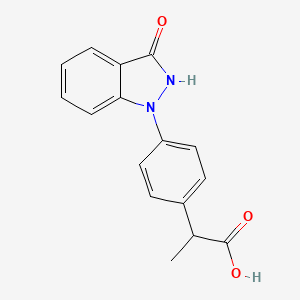 molecular formula C16H14N2O3 B1207687 2-[4-(3-oxo-2H-indazol-1-yl)phenyl]propanoic acid CAS No. 80934-60-7
