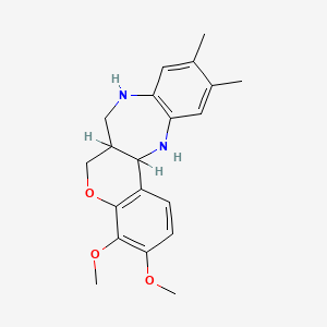molecular formula C20H24N2O3 B1207692 (1)Benzopyrano(4,3-b)(1,5)benzodiazepine, 6,6a,7,8,13,13a-hexahydro-3,4-dimethoxy-10,11-dimethyl- CAS No. 83114-27-6