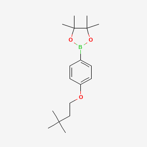 molecular formula C18H29BO3 B12076983 2-[4-(3,3-Dimethyl-butoxy)-phenyl]-4,4,5,5-tetramethyl-[1,3,2]dioxaborolane 