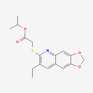 molecular formula C17H19NO4S B1207702 2-[(7-乙基-[1,3]二氧杂[4,5-g]喹啉-6-基)硫代]乙酸丙-2-基酯 