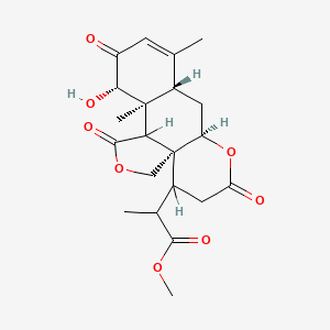 molecular formula C21H26O8 B1207719 3H,4H-Furo(3',4':3,4)naphtho(2,3-b)pyran-4-acetic acid, 1,5,6,7a,8,8a,11,12,12a,12b-decahydro-12-hydroxy-alpha,9,12a-trimethyl-1,6,11-trioxo-, methyl ester, (alphaR,3aS,4S,7aR,8aS,12S,12aS,12bR)- CAS No. 176181-83-2