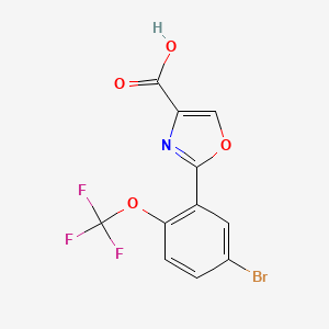 molecular formula C11H5BrF3NO4 B12077255 2-(5-Bromo-2-(trifluoromethoxy)phenyl)oxazole-4-carboxylic acid 