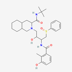 molecular formula C32H45N3O5S B12077296 2-[4-(benzenesulfinyl)-2-hydroxy-3-[(3-hydroxy-2-methylbenzoyl)amino]butyl]-N-tert-butyl-3,4,4a,5,6,7,8,8a-octahydro-1H-isoquinoline-3-carboxamide 