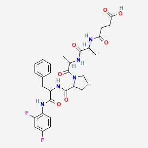 molecular formula C30H35F2N5O7 B12077302 4-[[1-[[1-[2-[[1-(2,4-Difluoroanilino)-1-oxo-3-phenylpropan-2-yl]carbamoyl]pyrrolidin-1-yl]-1-oxopropan-2-yl]amino]-1-oxopropan-2-yl]amino]-4-oxobutanoic acid 