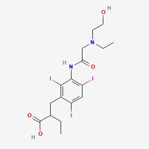 B1207732 alpha-Ethyl-3-(2-(ethyl(2-hydroxyethyl)amino)acetamido)-2,4,6-triiodohydrocinnamic acid CAS No. 76975-06-9