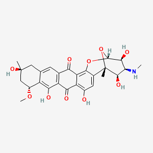 molecular formula C27H29NO10 B1207736 (1S,10R,12S,21R,22S,23S,24R)-4,8,12,22,24-pentahydroxy-10-methoxy-1,12-dimethyl-23-(methylamino)-20,25-dioxahexacyclo[19.3.1.02,19.05,18.07,16.09,14]pentacosa-2,4,7(16),8,14,18-hexaene-6,17-dione CAS No. 81445-91-2