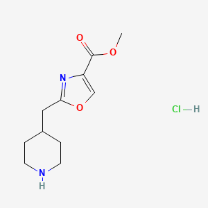 molecular formula C11H17ClN2O3 B12077472 Methyl 2-(piperidin-4-ylmethyl)oxazole-4-carboxylate hydrochloride 