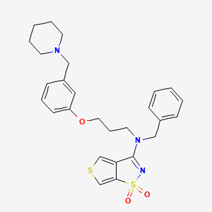 molecular formula C27H31N3O3S2 B1207752 N-benzyl-1,1-dioxo-N-[3-[3-(piperidin-1-ylmethyl)phenoxy]propyl]thieno[3,4-d][1,2]thiazol-3-amine CAS No. 104221-86-5