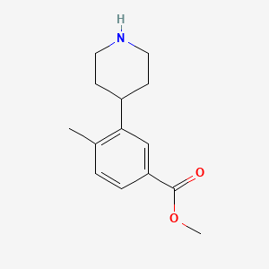 molecular formula C14H19NO2 B12077561 Methyl 4-methyl-3-(piperidin-4-yl)benzoate 