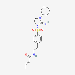 N-[2-[4-(3-cyclohexyl-2-iminoimidazolidin-1-yl)sulfonylphenyl]ethyl]but-2-enamide