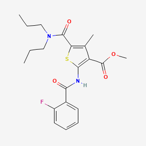 molecular formula C21H25FN2O4S B12077639 Methyl 5-(dipropylcarbamoyl)-2-(2-fluorobenzamido)-4-methylthiophene-3-carboxylate 