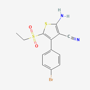 molecular formula C13H11BrN2O2S2 B12077689 2-Amino-4-(4-bromophenyl)-5-(ethylsulfonyl)thiophene-3-carbonitrile 