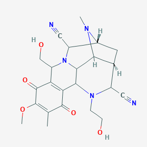 molecular formula C23H27N5O5 B120779 (1R,3R)-5-(2-羟乙基)-13-(羟甲基)-10-甲氧基-9,17-二甲基-8,11-二氧代-5,14,17-三氮杂五环[12.3.1.03,16.06,15.07,12]十八-7(12),9-二烯-4,18-二腈 CAS No. 152104-53-5