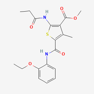 molecular formula C19H22N2O5S B12077991 Methyl 5-((2-ethoxyphenyl)carbamoyl)-4-methyl-2-propionamidothiophene-3-carboxylate 