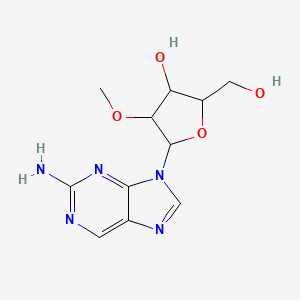 molecular formula C11H15N5O4 B12078032 5-(2-Aminopurin-9-yl)-2-(hydroxymethyl)-4-methoxyoxolan-3-ol 
