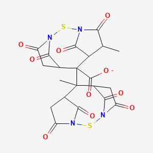 molecular formula C21H17N4O10S2- B1207809 5,7'-Dimethyl-4,4',10,10',11,11',12,12'-octaoxo-7,7'-bi(2-thia-1,3-diazatricyclo[6.2.1.13,6]dodecane)-7-carboxylate CAS No. 80434-78-2