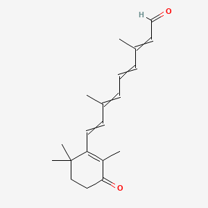 molecular formula C20H26O2 B1207814 3,7-Dimethyl-9-(2,6,6-trimethyl-3-oxocyclohexen-1-yl)nona-2,4,6,8-tetraenal 