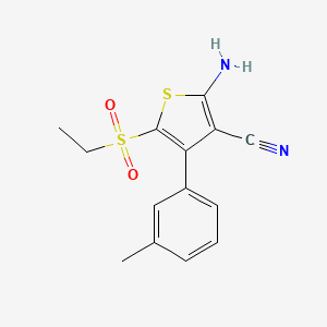molecular formula C14H14N2O2S2 B12078459 2-Amino-5-(ethylsulfonyl)-4-(m-tolyl)thiophene-3-carbonitrile 