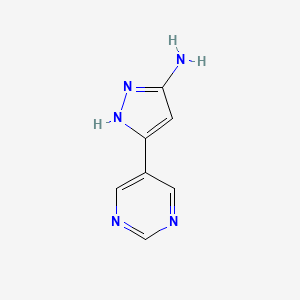 molecular formula C7H7N5 B12078465 3-(Pyrimidin-5-yl)-1H-pyrazol-5-amine 