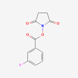 molecular formula C11H8INO4 B1207861 2,5-吡咯烷二酮，1-((3-碘苯甲酰)氧基)- CAS No. 91487-18-2