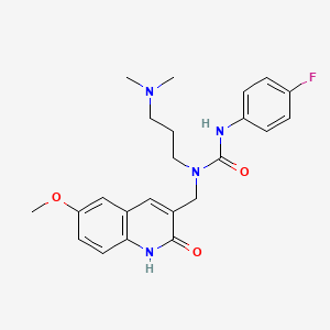 molecular formula C23H27FN4O3 B1207872 1-[3-(dimethylamino)propyl]-3-(4-fluorophenyl)-1-[(6-methoxy-2-oxo-1H-quinolin-3-yl)methyl]urea 