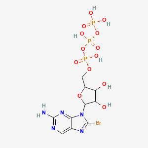 molecular formula C10H15BrN5O13P3 B12078723 [[5-(2-Amino-8-bromopurin-9-yl)-3,4-dihydroxyoxolan-2-yl]methoxy-hydroxyphosphoryl] phosphono hydrogen phosphate 